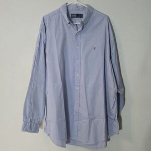 Polo Ralph Lauren Size 18 36/37 Blue Oxford Multi-Color Pony